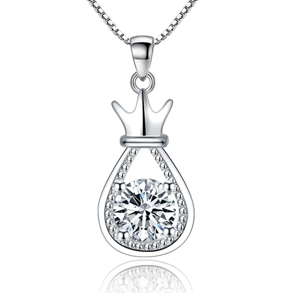 Women's Necklace 925 sterling silver Glowing Firefly Moon Heart Pendant necklace Fashion Day Valentine's Day jewelry gift