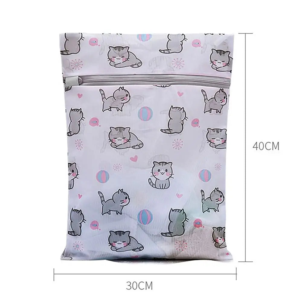 Cute Cat Print Laundry Bag Large Capacity Foldable Washing Bag Distortion Protection Cartoon Storage Bags Household
