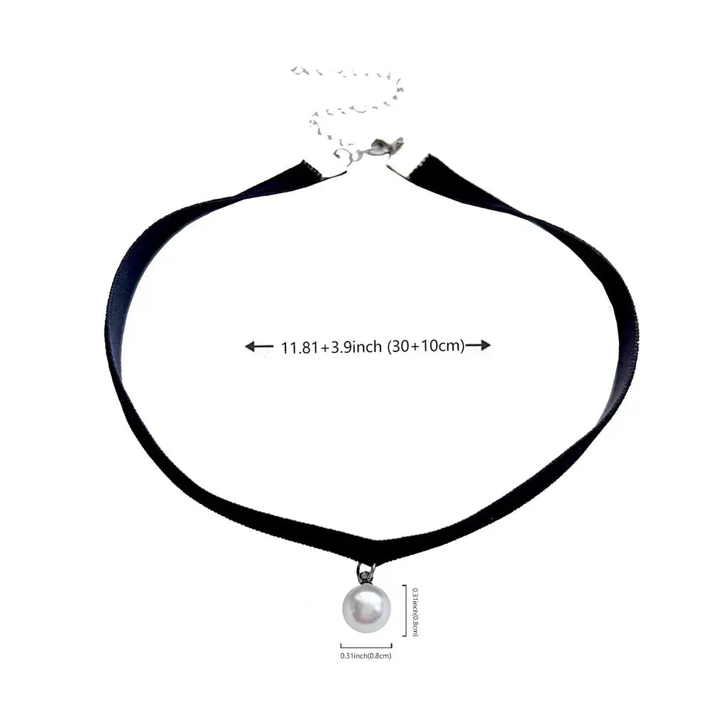 Vintage all-matching temperament black velvet strap faux pearl pendant choker neck strap choker collar choker necklace female