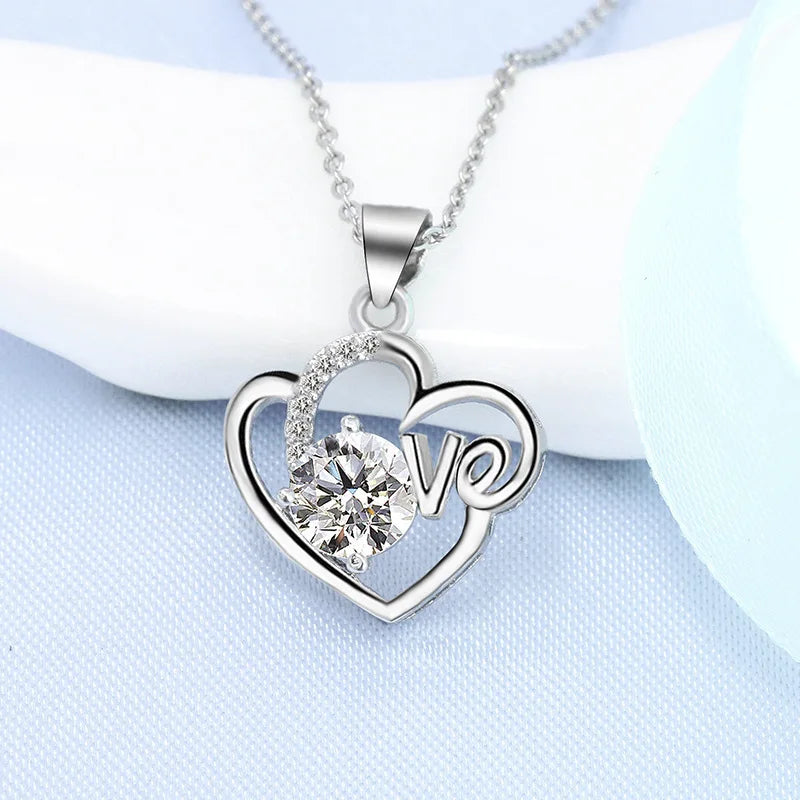 925 Sterling Silver Necklace For Women Round Pendent Sparkling Pave CZ Necklace Fashion Anniversary Birthday Jewelry Gifts N325