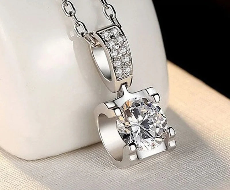 925 Sterling Silver Necklace For Women Round Pendent Sparkling Pave CZ Necklace Fashion Anniversary Birthday Jewelry Gifts N325