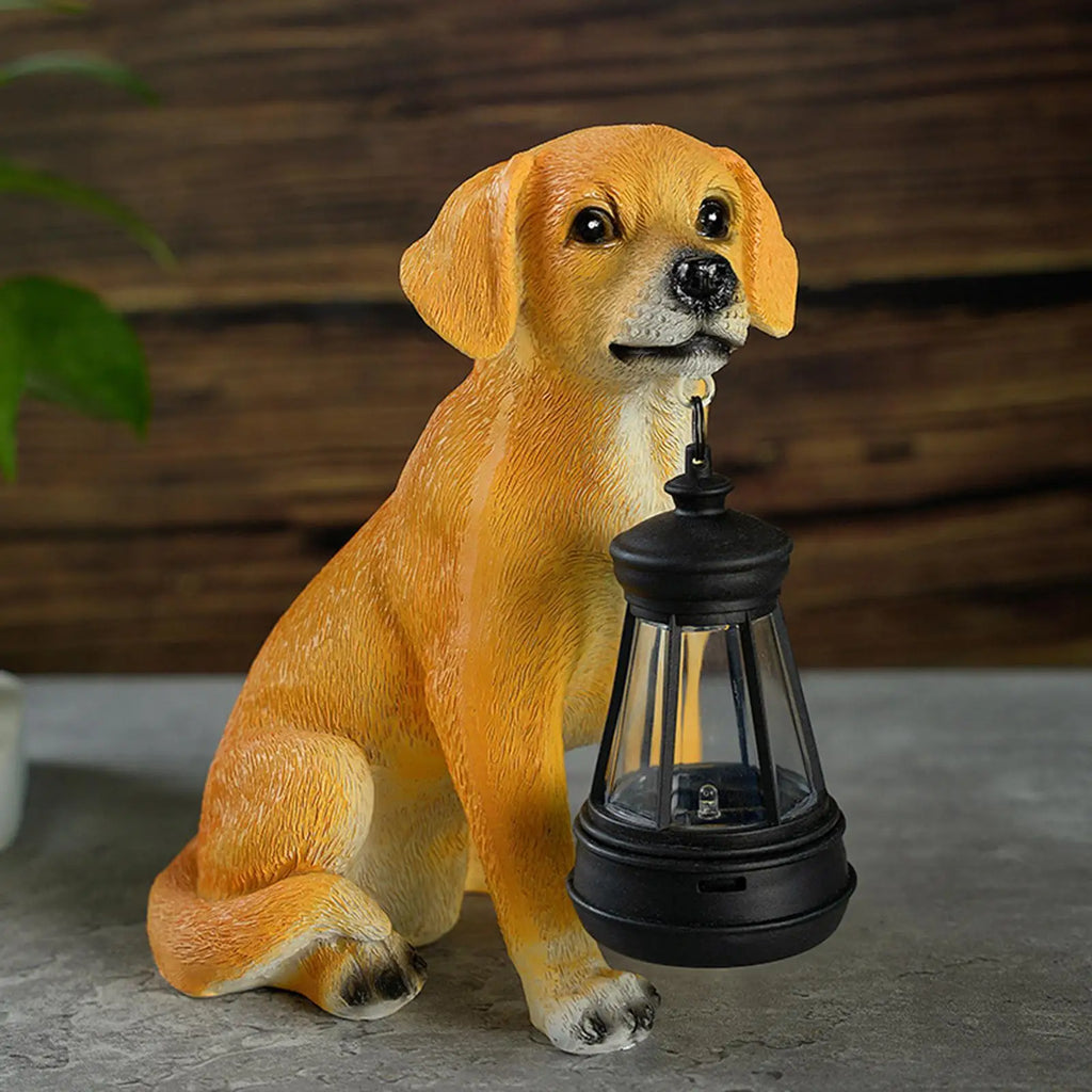 Garden Statue with Solar Lantern Figurine for Outside Lawn Garden