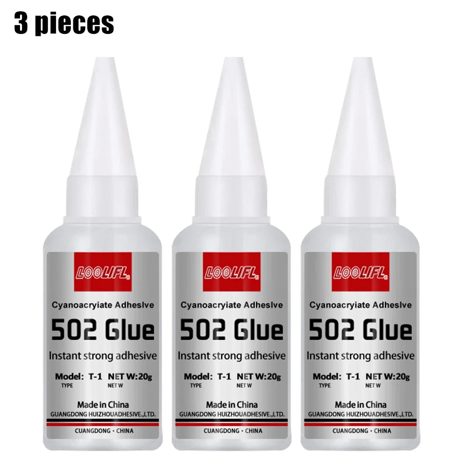 LOOLIFL 1-5pcs 502 Super Glue Instant Quick-drying Cyanoacrylate Adhesive Leather Rubber Wood Metal Strong Bond Liquid Glue Tool