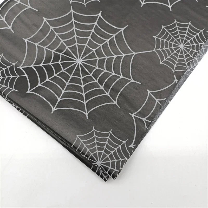 20*14inch Halloween Wrapping Paper, Skull/Spider Web Pattern Gift Wrap Tissue Paper Decorative Craft Paper for Party 20 Sheets