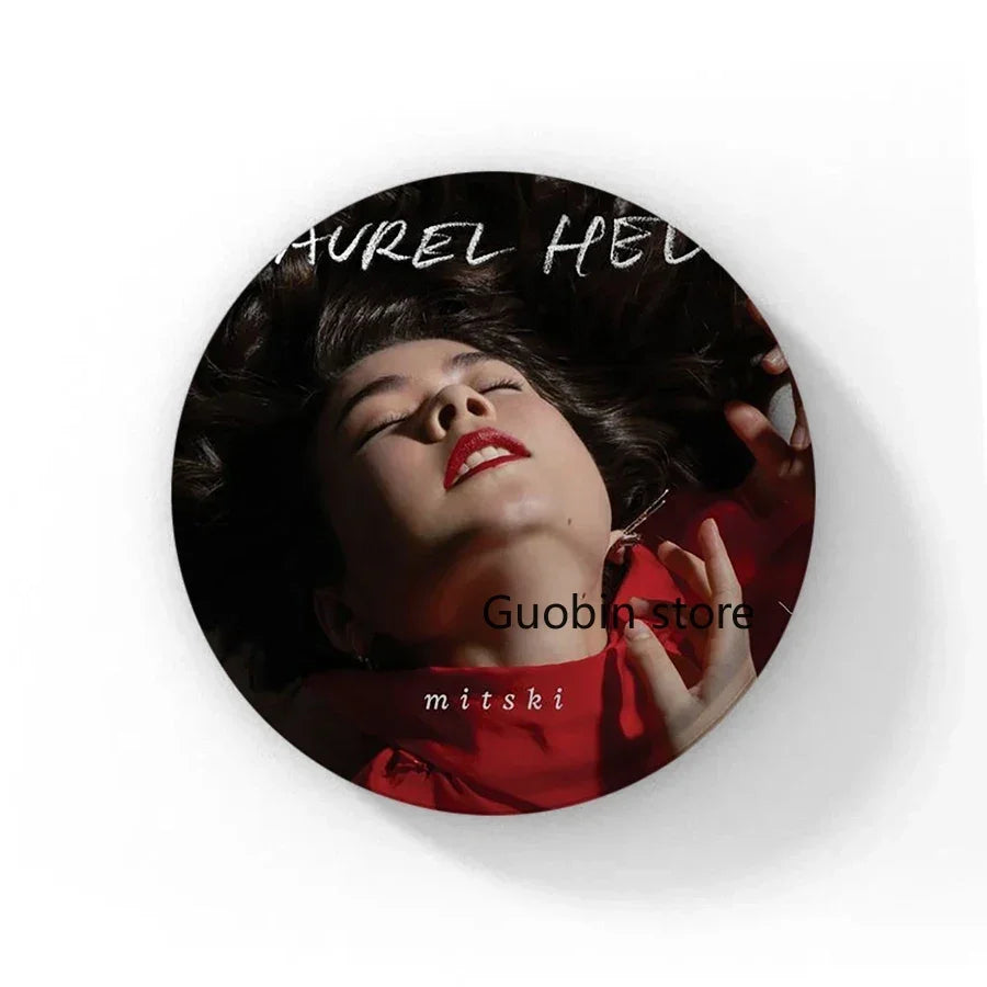 58mm Singer Mitski Enamel Pins Black and White Handmade Brooch Cartoon Cosplay Badge on Backpack Jewelry Accessories Gifts