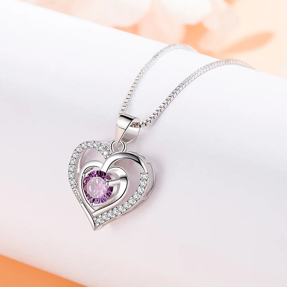Women's Necklace 925 sterling silver Glowing Firefly Moon Heart Pendant necklace Fashion Day Valentine's Day jewelry gift
