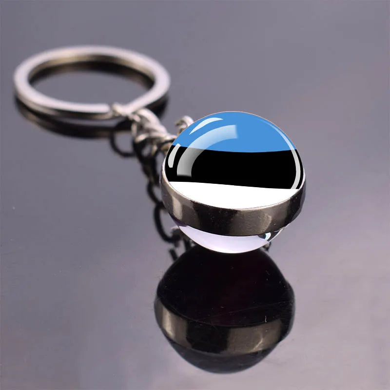 Europe Countries Flag Glass Ball Keychain Russia France Spain UK Italy Poland Ukraine Flag Keyring Travel Gift