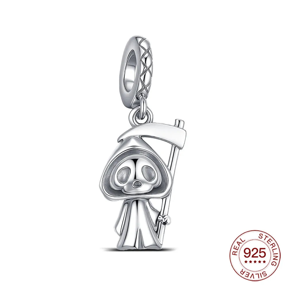 2025 925 Sterling Silver Halloween Charm Spooky Ghost Pumpkin Pendant For Women Men Making DIY Bracelet Party Jewelry Gift