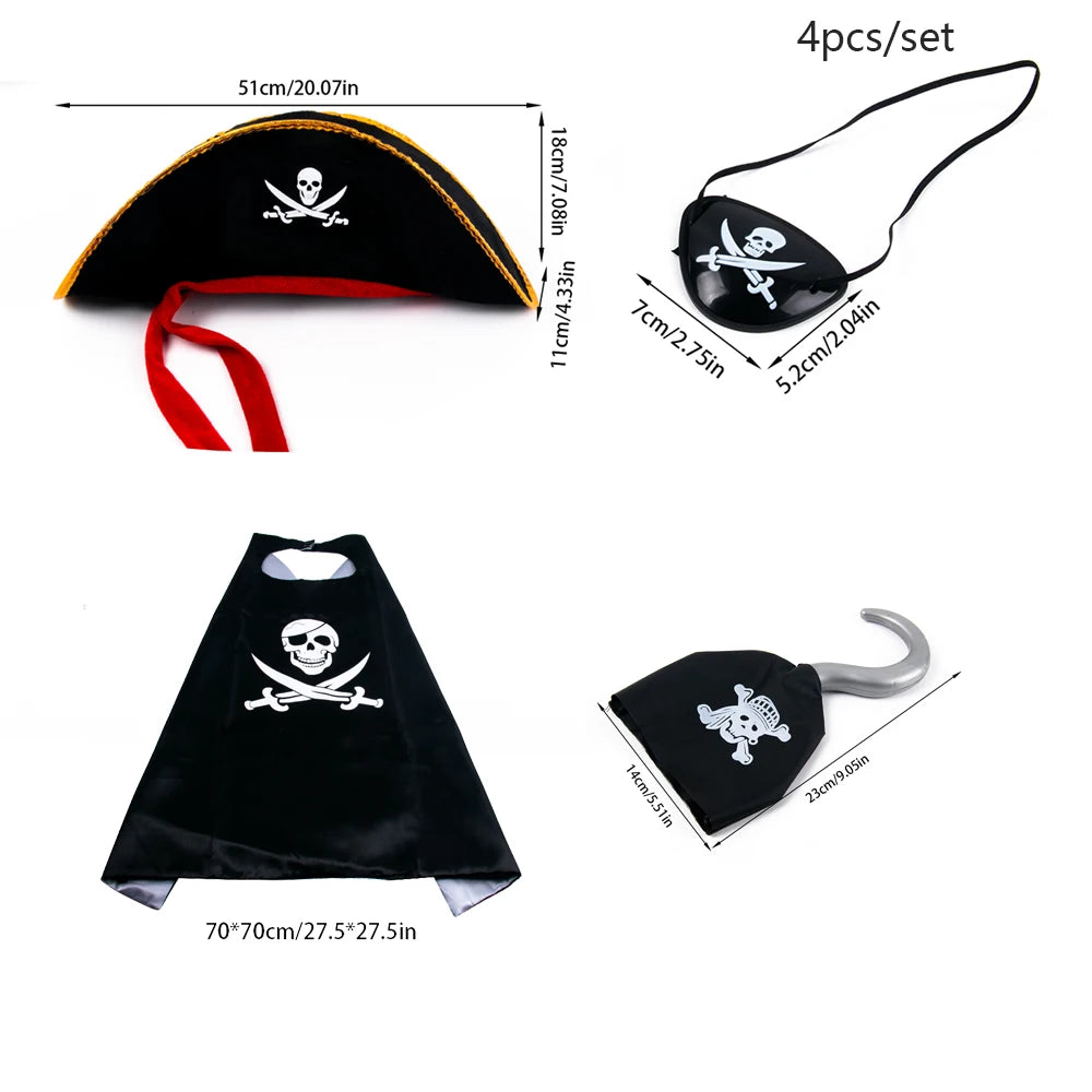 Children Pirate Captain Cosplay Costume Props Pirate Eye Patch Hook Coins Telescope Kids Favors Gift Toy Pirate Party Halloween