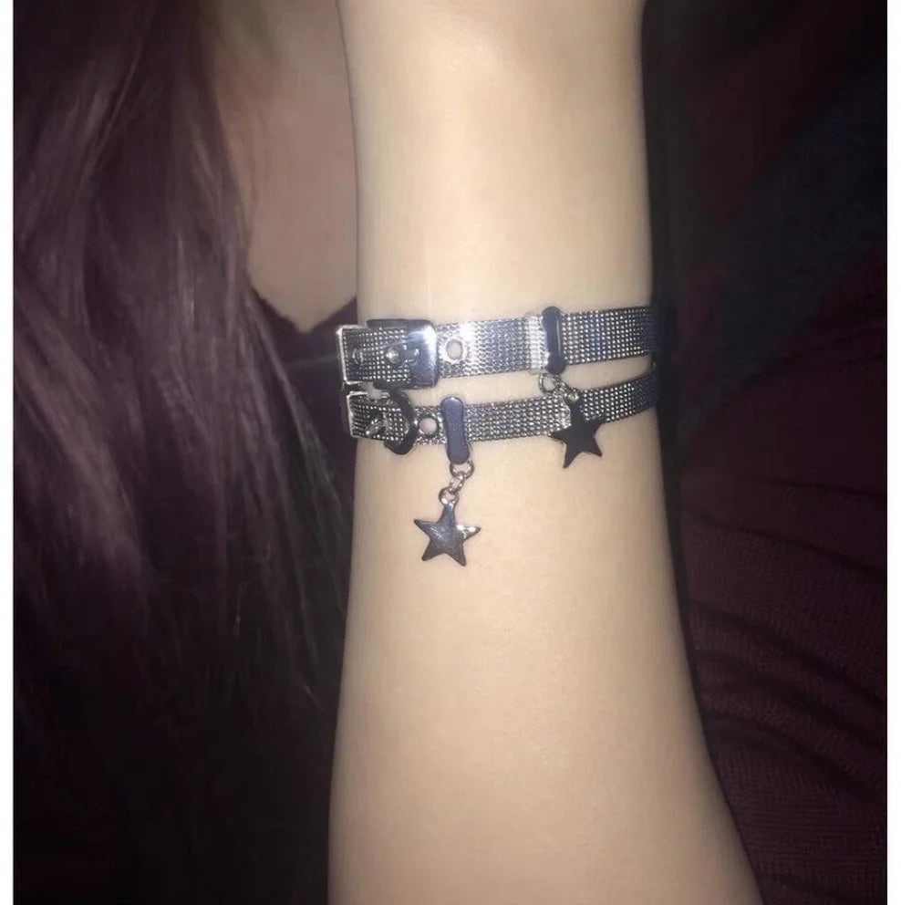 Harajuku Sweet Girls Star Charms Bracelets Cute Punk Cool Pentagram Bangles Bracelet for Women Party Club Korean Fashion Jewelry