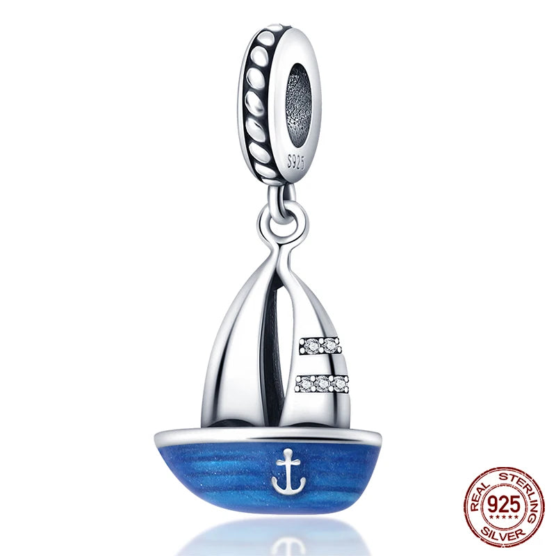 Original Ocean Series Fit 3mm Bracelet 100% Authentic 925 Sterling Silver Turtle Crab Mermaid Charm Beads DIY Jewelry Gift