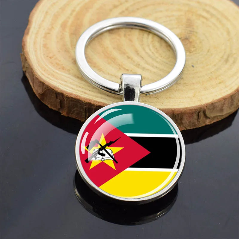 Africa Countries Flag Keychains Double Sided Glass Dome Pendant Key Chains Algeria Somalia Tunisia Morocco Egypt Flag Keyring