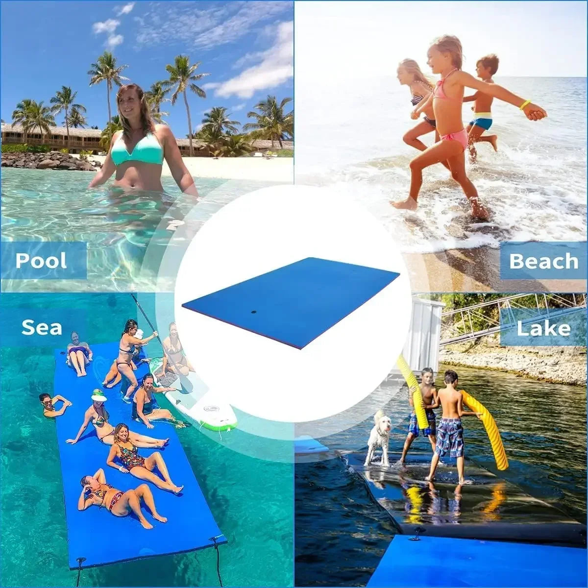 [Limited Stock, Buy Now!]Floating Water Pad Mat, 3 Layers XPE Foam 9/12/18 Ft Lily  for Beach, Ocean, Lake, Roll-Up Floating