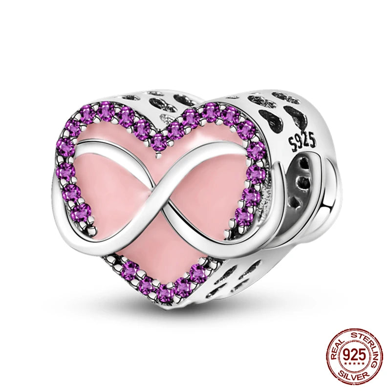 925 Sterling Silver Romantic Heart Series Charms Beads Fit Qikaola 925 Original Bracelet DIY Mother's Day Jewelry Gifts