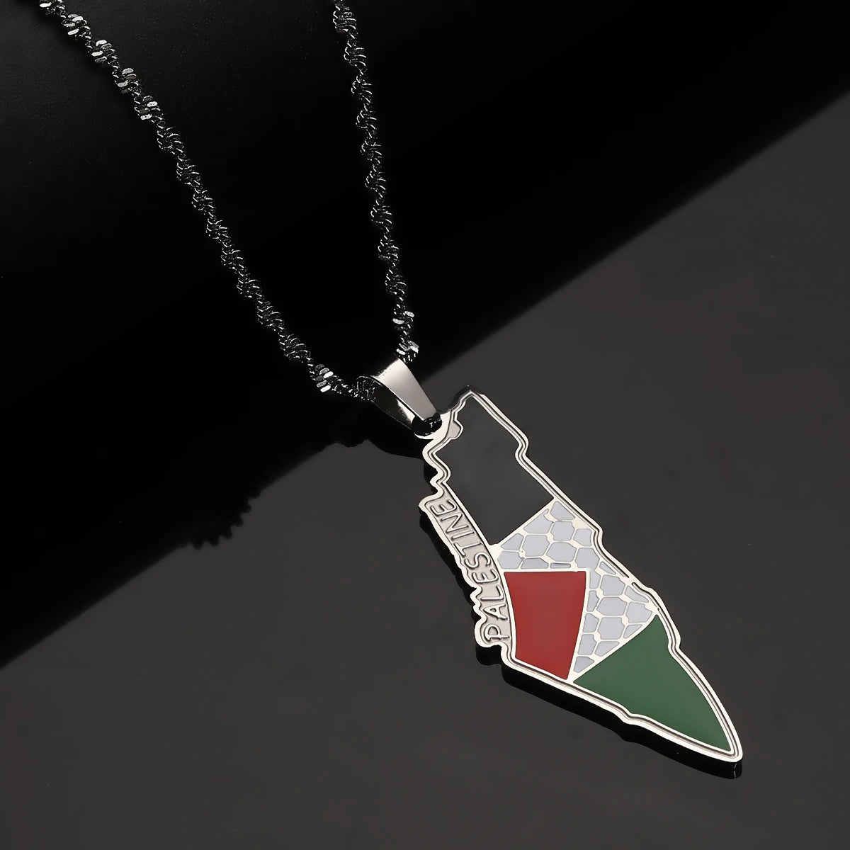 Stainless Steel Arabic Arab Watermelon Gaza Pendant Middle East Pendant Neckace Jewelry