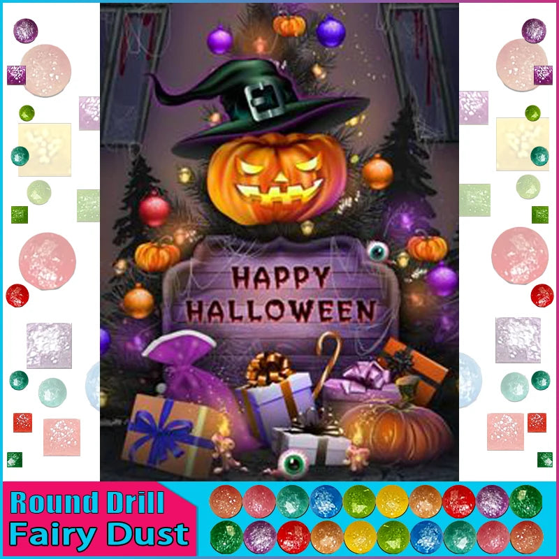 HOMFUN Fairy Dust AB Diamond Painting Full Square/Round Drill 5D DIY "Halloween Pumpkin" Daimond Embroidery Rhinestone Decor