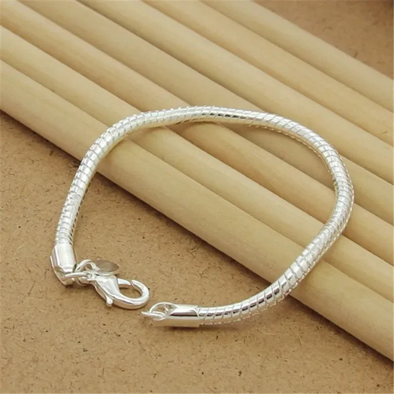 Genuine 925 Sterling Silver Noble Nice Chain Solid Bracelet For Women Men Charms Party Gift Wedding Engagement Fashion Jewelry