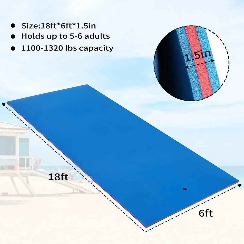 [Limited Stock, Buy Now!]Floating Water Pad Mat, 3 Layers XPE Foam 9/12/18 Ft Lily  for Beach, Ocean, Lake, Roll-Up Floating