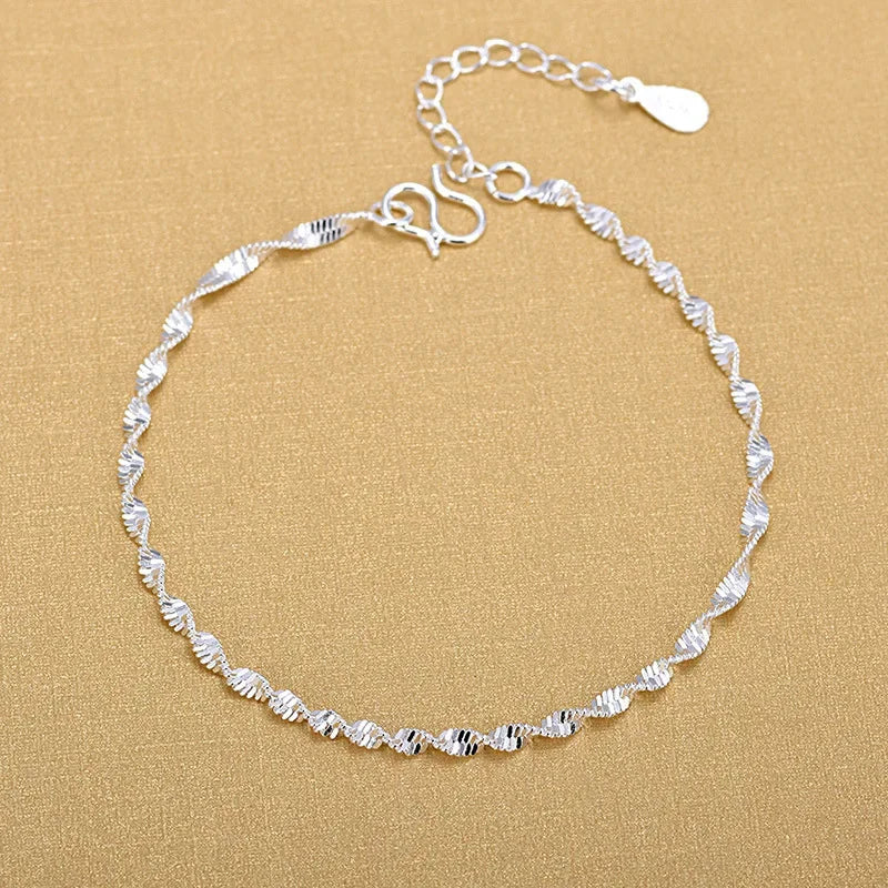 8 Inch 18K Gold Bracelet 5MM Sideways Chain Bracelet For Woman Men Fashion Wedding Engagement 925 Sterling Silver Jewelry Gifts