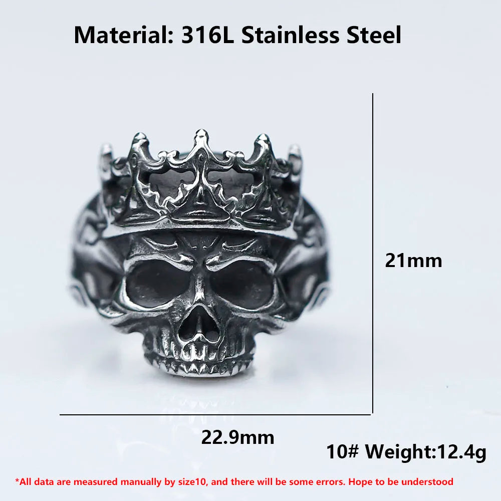 2022 NEW Men's 316L stainless steel rings Vintage Halloween Gothic Calvarium Skull punk ring fashion jewelry free shipping