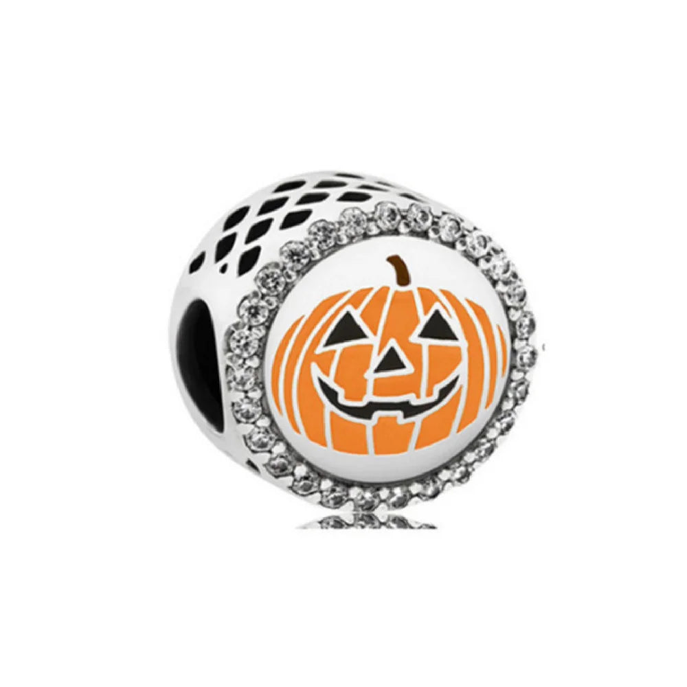 Halloween Dark Demons Pumpkin Bat 925 Sterling Silver Bead Charm Hang Fit Original Bracelet Necklace DIY Fashion Jewelry Making﻿