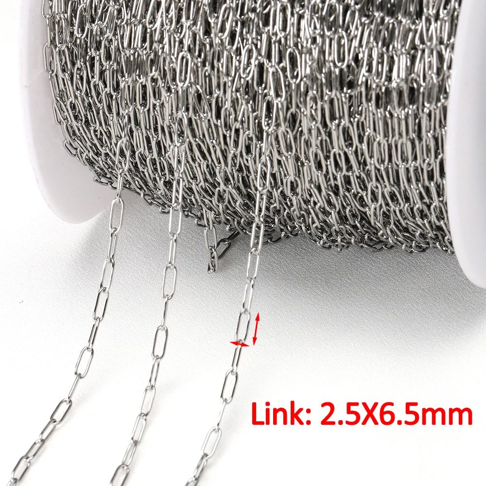 1meter Gold Stainless Steel Chain Multi Styles Star Thick Cable Curb Chains for Necklace Bracelet Jewelry Making DIY No Fade