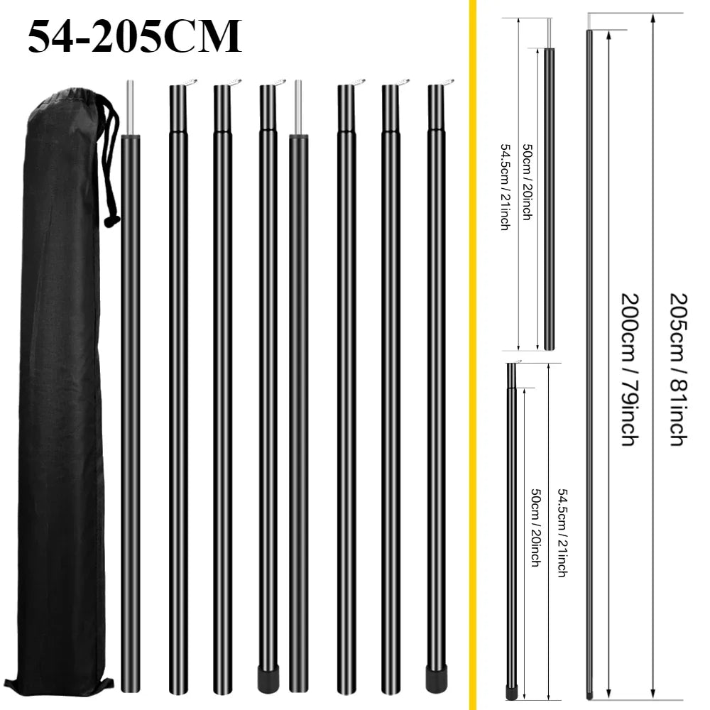 Set of 2 Tent Poles for Tarp Adjustable Camping Tarp Poles Collapsible Tent Pole for Backpacking Hiking Awning Canopy Shelter
