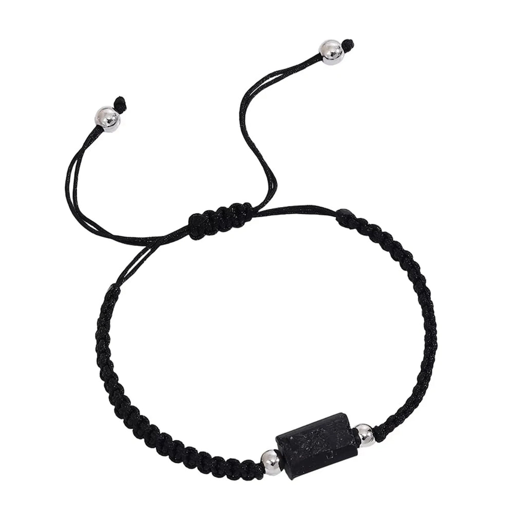 Black Tourmaline natural Bracelet for Men Women Healing Crystal Handmade Stretch Natural Stone Beaded Adjustable Jewelry Gift