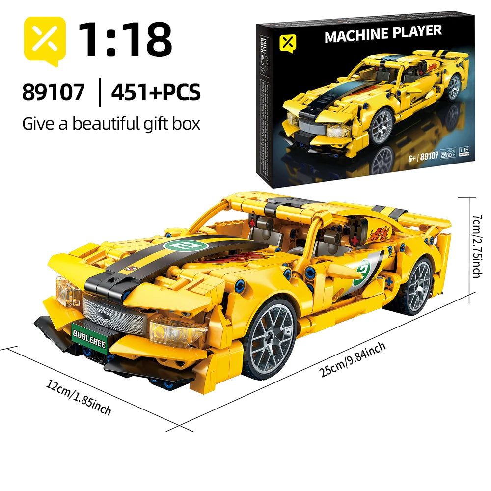 ToylinX 1/18 451 PCS Model Building Blocks Automobile DIY Vehicle Toy Model Christmas And Halloween Toys Gifts For Children