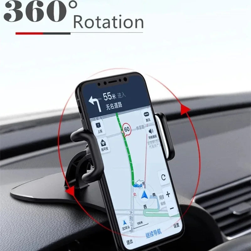 Universal Car Phone Holder - 360° Rotatable Auto Grip Mount Dashboard Stand for Mobile Phone Fixed Bracket
