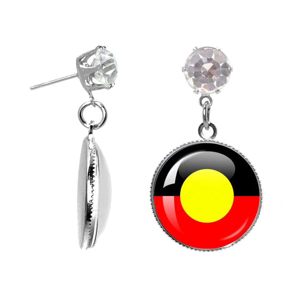 Australian Aboriginal Flag National Emblem Dangle Glass 25mm Key Chain Fashion  Key Chains Glass Cabochon Lady  Key Chains Jewel