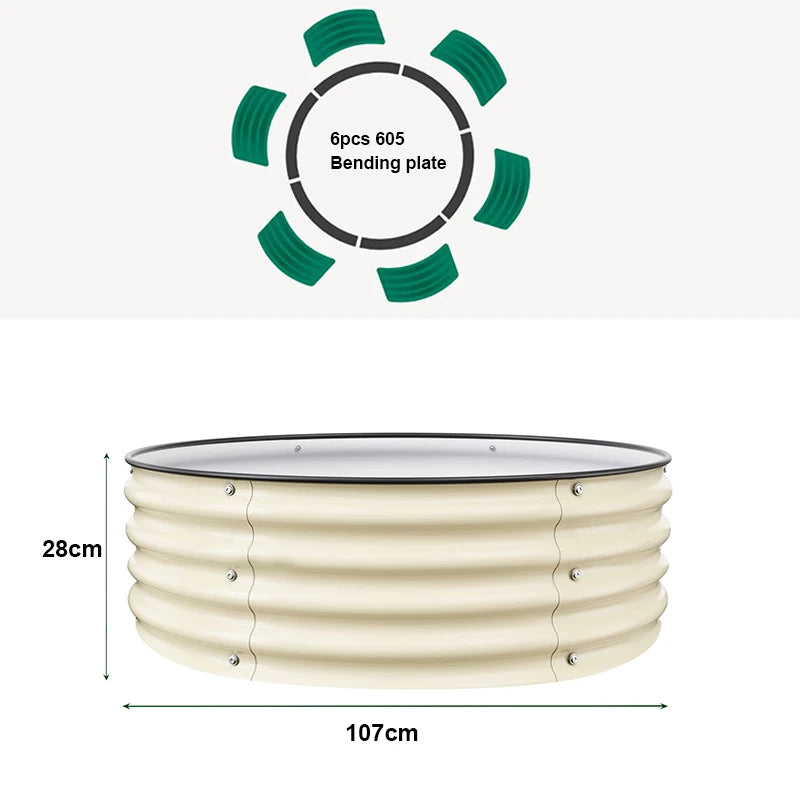 Outdoor garden 42 "(107cm) Round Raised Garden Bed Metal Raised Bed Planter Box for Vegetables Flowers Patio