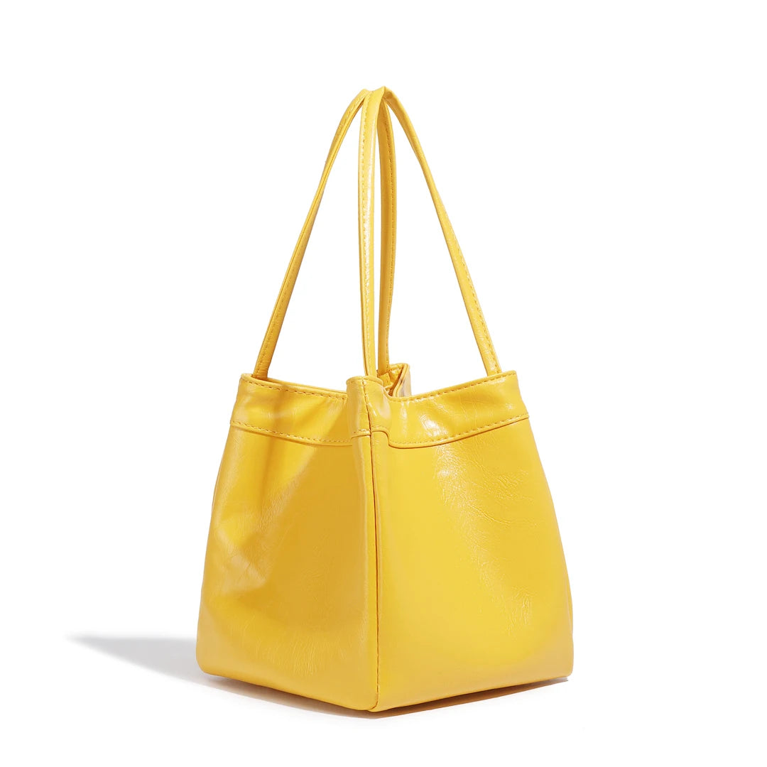 Silver bucket bag for women 2024 new fashionable and simple lunch box bag, niche western-style texture hand-held small bag