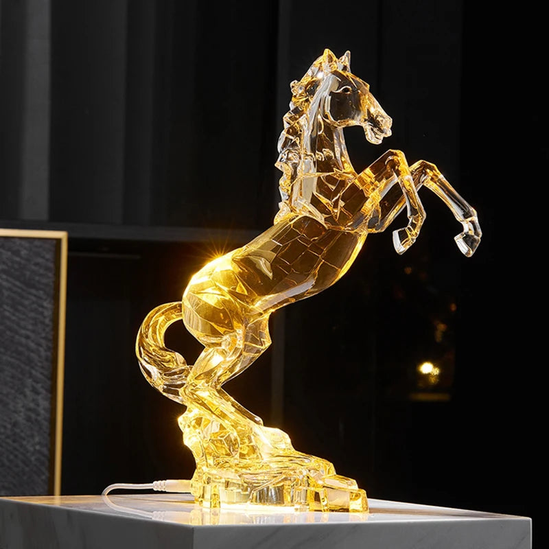 Crystal Horse Statue,Acrylic Artwork Ornament, Room Decor, Office Desktop Decorations, Crafts Sculpture, Luxury Gifts,Customized