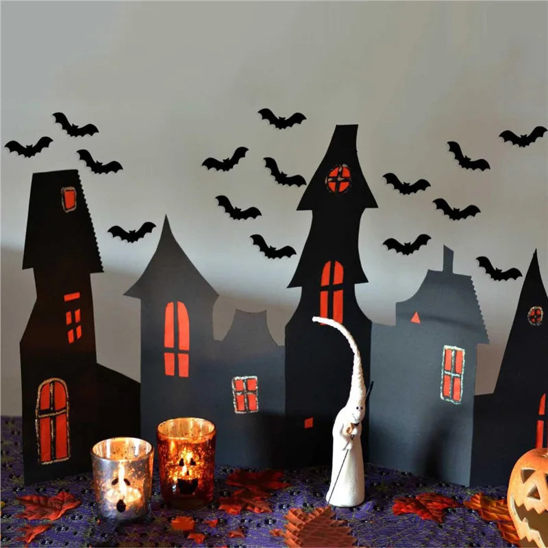 10 Sheets 480pcs Mini Halloween Bat Stickers Black Cute Kawaii Halloween Sticker DIY Cup Stationery Sticker Home Halloween Decor