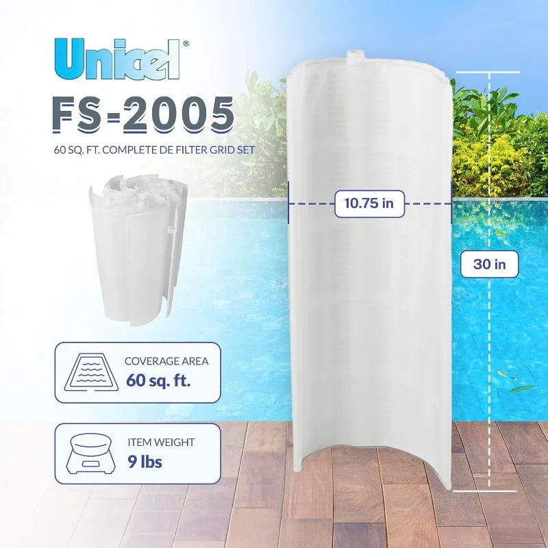 FS-2005 60 Sq Ft Vertical DE Grid Replacement Swimming Pool Filter Set, Compatible with American, Hayward