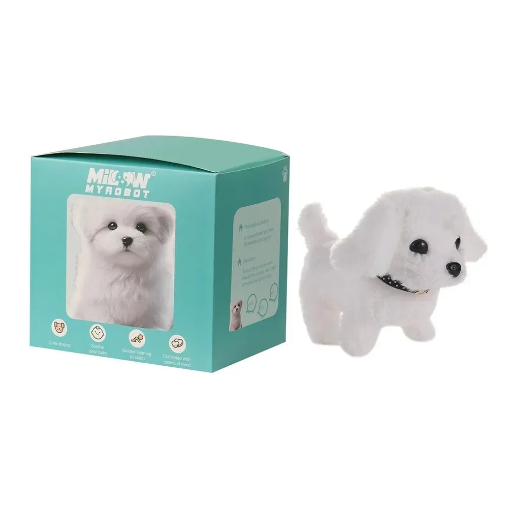 New Cute Plush Robot Puppy Interactive Walking Simulated Puppy Barking Tail Wagging Puppy Plush Toy Chilren(Without Battery)