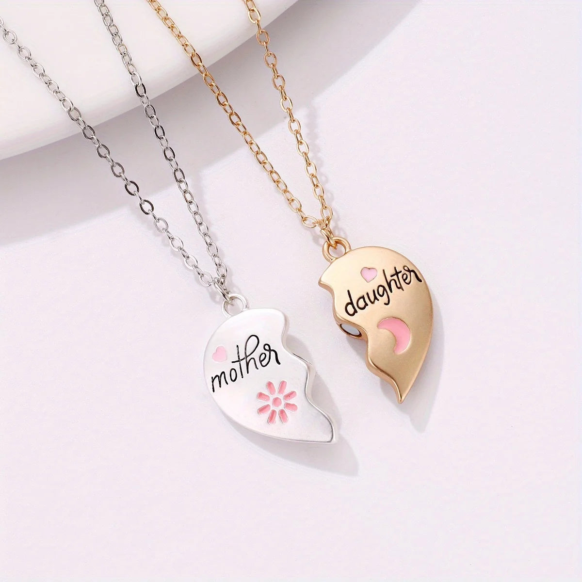 Mom Daughter Pendant Necklace Women's Stainless Steel Choker Necklace Stylish Family Jewelry Mother's Day Gift For Mom