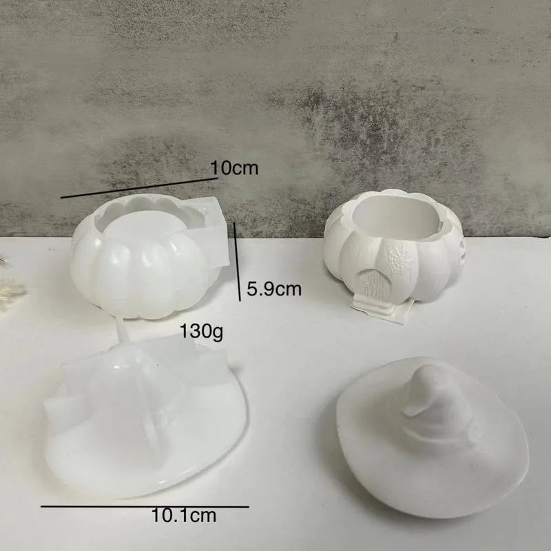 3D Halloween Storage Box Silicone Mold DIY Witch Pumpkin Candle Jar Crafts Making Plaster Resin Planter Casting Molds Home Decor