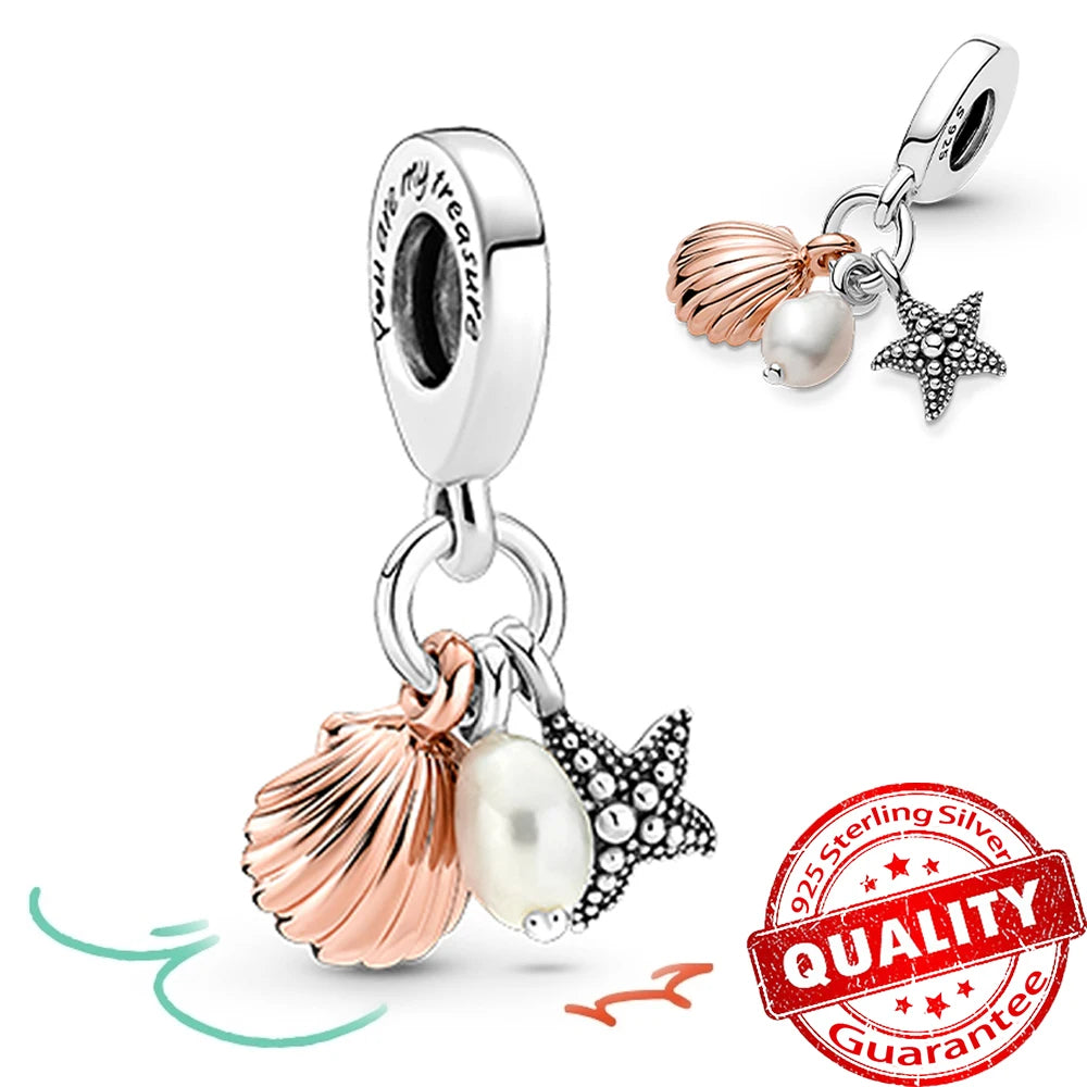 Underwater World 925 Sterling Silver Ocean Octopus Seashell Seahorse Starfish Pendant Fit DIY Bracelet Necklace Boutique Gift