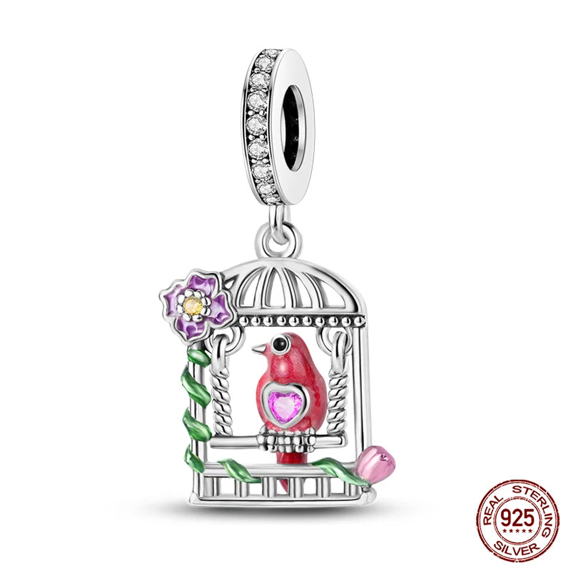 Luminous Bulb Charms Fit Qikaola Original Bracelet 925 Sterling Silver Colorful Balloon House Tram Charms Beads DIY Jewelry Gift