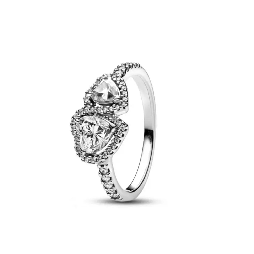 New pink heart-shaped 925 sterling silver love ring CZ zircon inlaid original ring Valentine's Day women's jewelry wedding gift