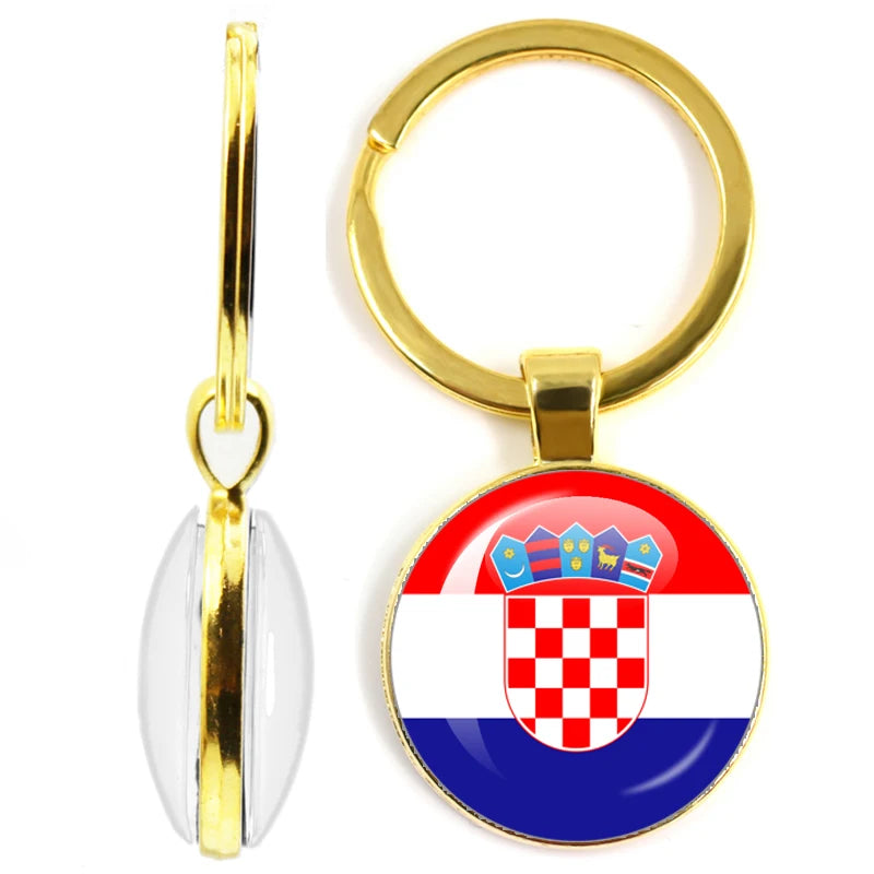 National Flag Glass Double-Sided Keychain Ethiopia Islas Canarias Kenya Sudan Madeira Melilla South Sudan Ceuta Seychelles
