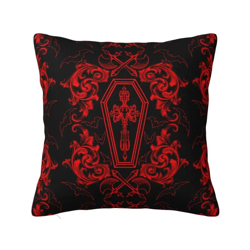 Custom Gothic Halloween Lace Bats Cushion Cover 45x45 Cm Polyester Throw Pillow Case For Sofa Living Room Decoration Pillowcase