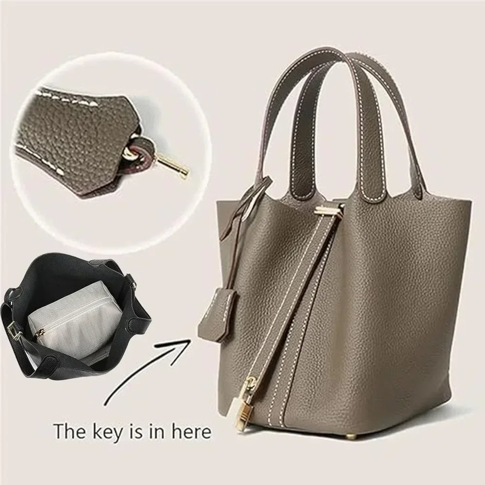 Classic bucket bag, fashionable handbag, built-in makeup bag, trendy and versatile new women's bag, commuting bag