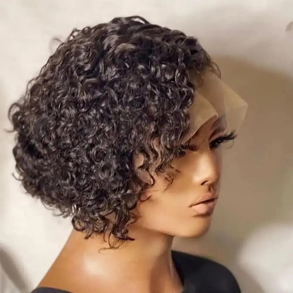 Short Bob Water Wave 13X4 Lace Front human hair wig For Women Brazilian Transparent Lace Frontal Wig Natural Color 1B30 1B99J