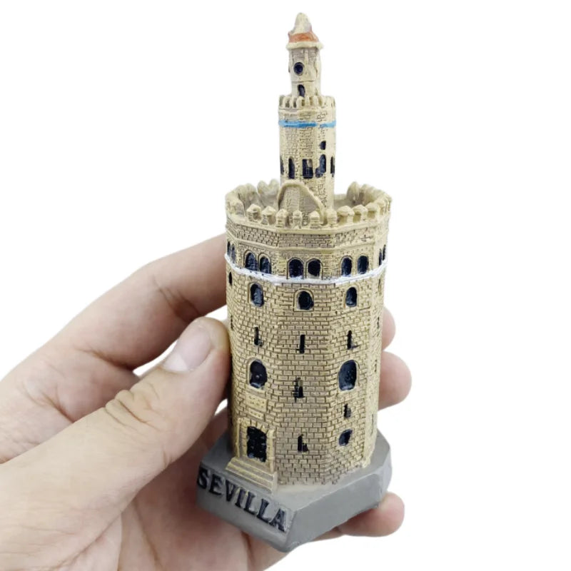 Torre del Oro Seville Spain Resin Handicraft Souvenirs Desktop Ornament Indoor Table Buildings Home Decoration Gift Collection