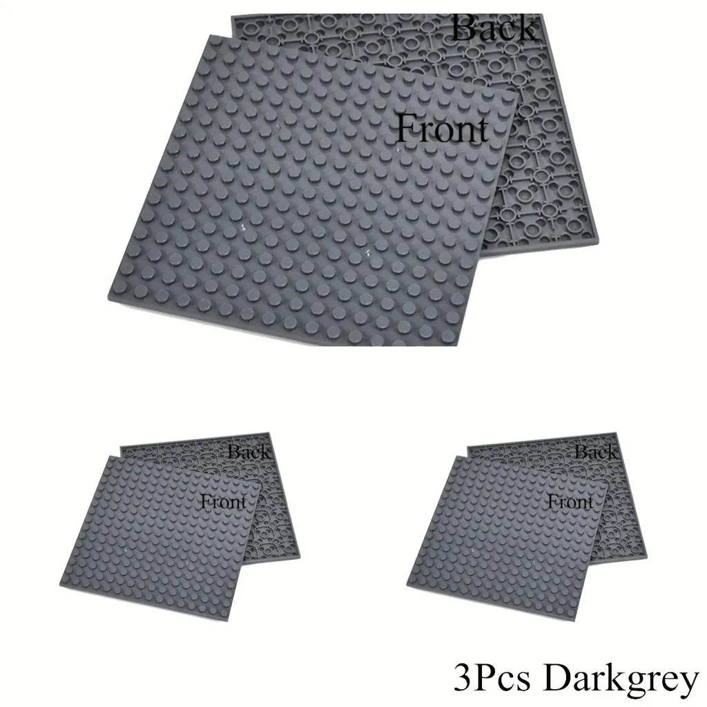 3pcs Plates 16 X 16 Double Sided Baseplate Building Blocks, Base Plate City Parts, Educational Toy Halloween Christmas Gifts