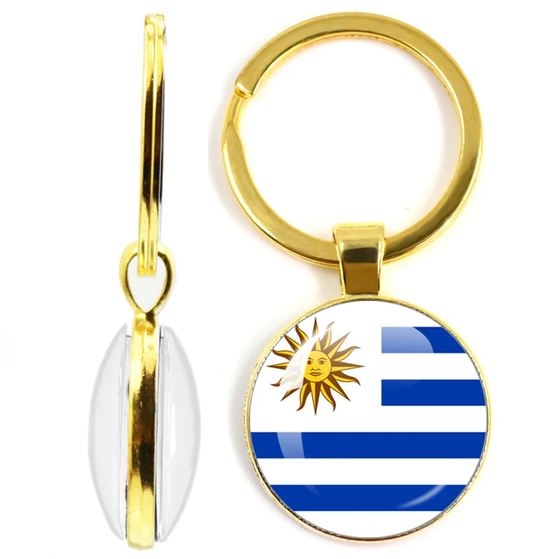 National Flag Glass Double-Sided Keychain Ethiopia Islas Canarias Kenya Sudan Madeira Melilla South Sudan Ceuta Seychelles