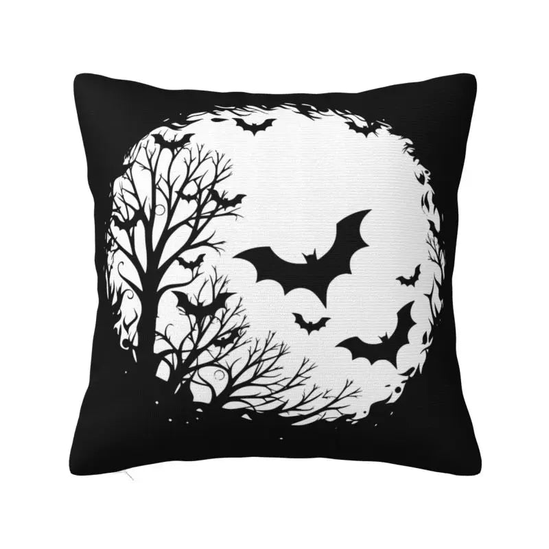 Custom Gothic Halloween Lace Bats Cushion Cover 45x45 Cm Polyester Throw Pillow Case For Sofa Living Room Decoration Pillowcase